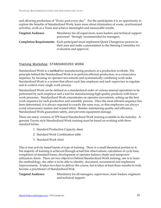 Training Recommendations for Implementing Lean Manufacturing | PDF