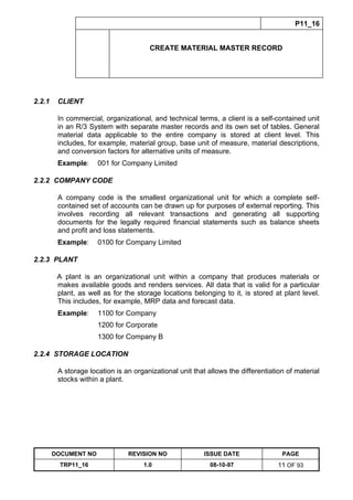 Training Reference Document Template