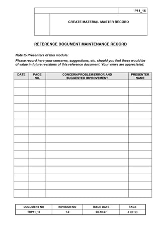 Training Reference Document Template