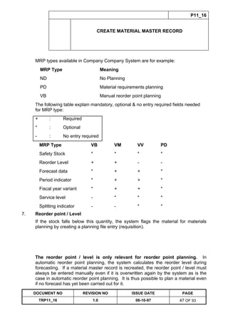Training Reference Document Template