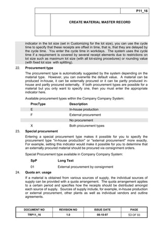 Training Reference Document Template