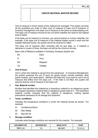 Training Reference Document Template