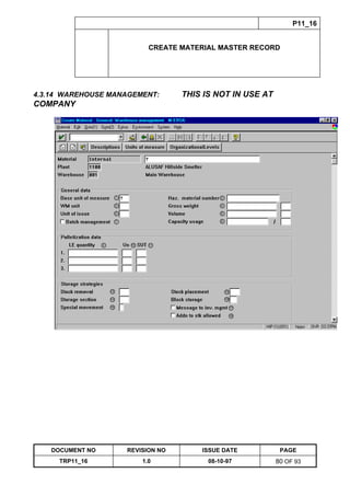 Training Reference Document Template
