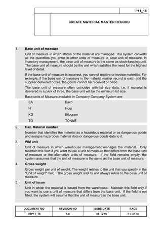 Training Reference Document Template