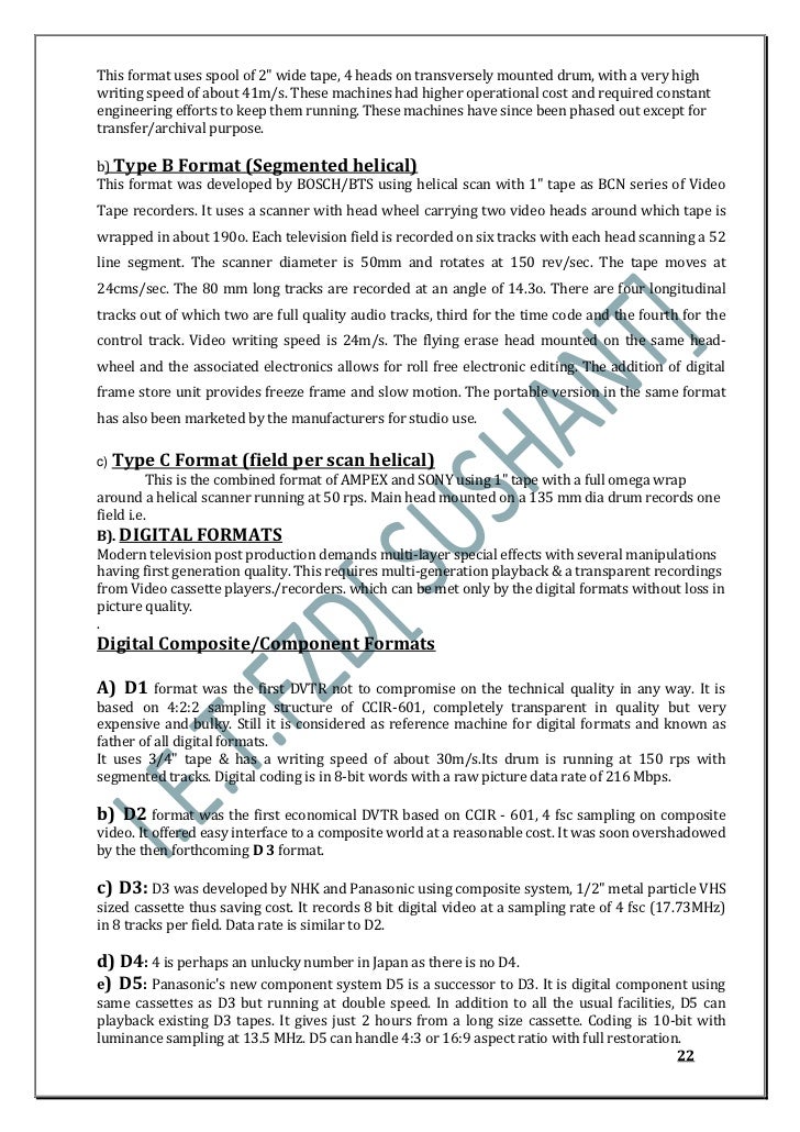 doordarshan summer training report ccir format