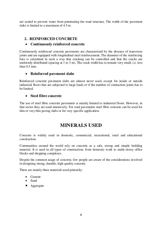 project report on road construction