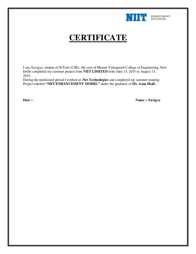 training certificate model