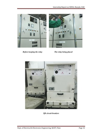 Internship Report on SEWA, Sharjah, UAE
Dept. of Electrical & Electronics Engineering, SJCET, Palai Page 32
Before keeping the relay The relay being placed
Sf6 circuit breakers
 