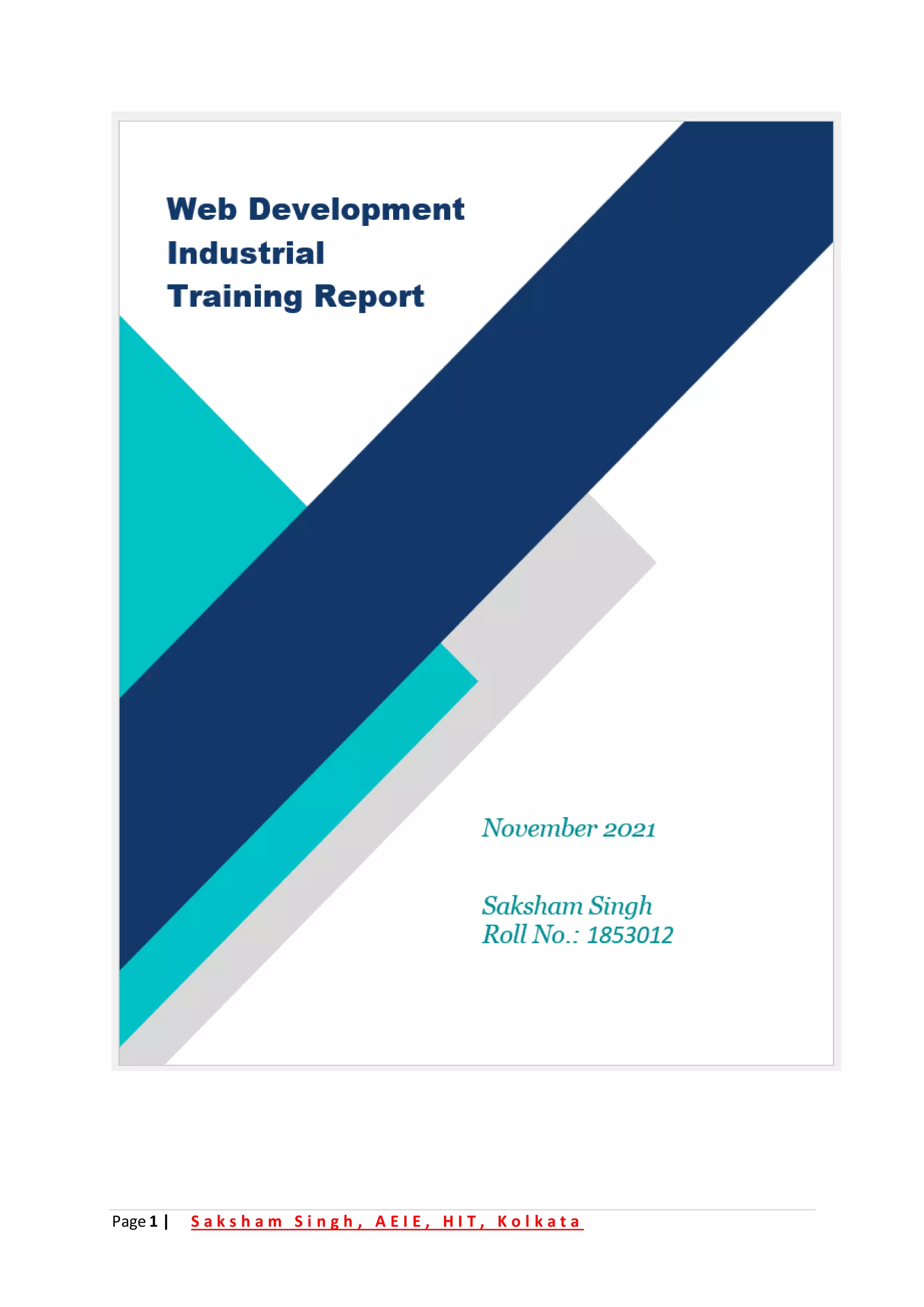 Page 1 | S a k s h a m S i n g h , A E I E , H I T , K o l k a t a
 