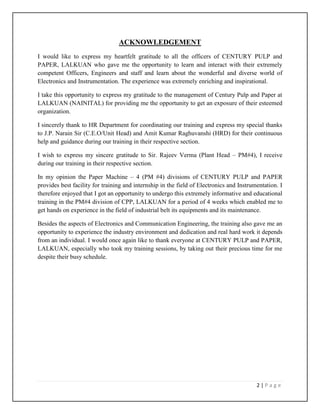 Century Pulp and Paper Internship Training Report | PDF