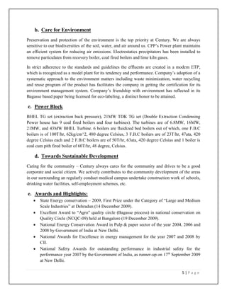 Century Pulp and Paper Internship Training Report | PDF