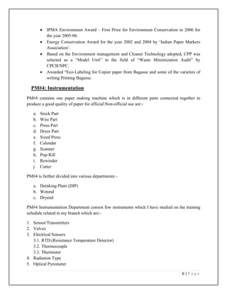 Century Pulp and Paper Internship Training Report | PDF