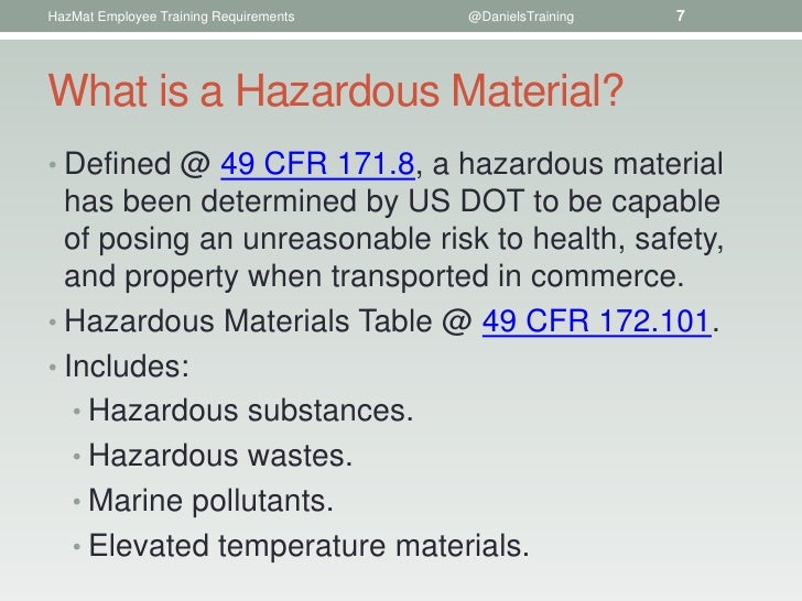 Training Requirements for HazMat Employees