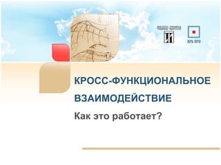 КРОСС-ФУНКЦИОНАЛЬНОЕ 
ВЗАИМОДЕЙСТВИЕ 
Как это работает? 
 