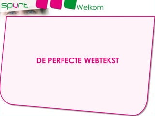 Welkom DE PERFECTE WEBTEKST 