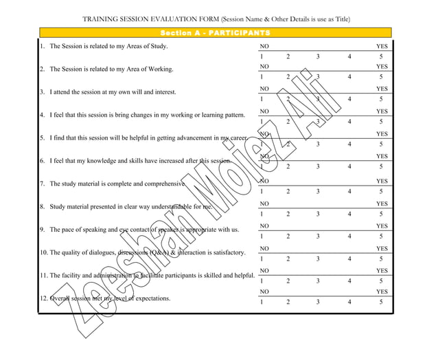 Training session evaluation form | DOC