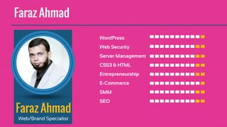 Web/Brand Specialist 
WordPress 
Web Security 
Server Management 
CSS3 & HTML 
Entrepreneurship 
E-Commerce 
SMM 
SEO  