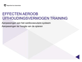 Bepalen (an)aërobe drempelVia lactaat of via verhouding O2/CO2In de praktijk vind bepaling vaak plaats met lactaat meting. Hierbij worden verschillende grenzen gehanteerd:Aërobe drempel 2mmol.l-1 Onder deze waarde vindt de energielevering voornamelijk aëroob plaats.Anaërobe drempel 4mmol.-1 Boven deze waarde vindt de energielevering voornamelijk anaëroob plaatsDit noemt men de MAXLASS (Maximale Lactaat Steady State), 20 min tot 1 uur vol te houdenHet gebied er tussen in noemen we het aërobe/anaërobe overgangsgebeid. Hierin spreekt men van de lactaat steady state