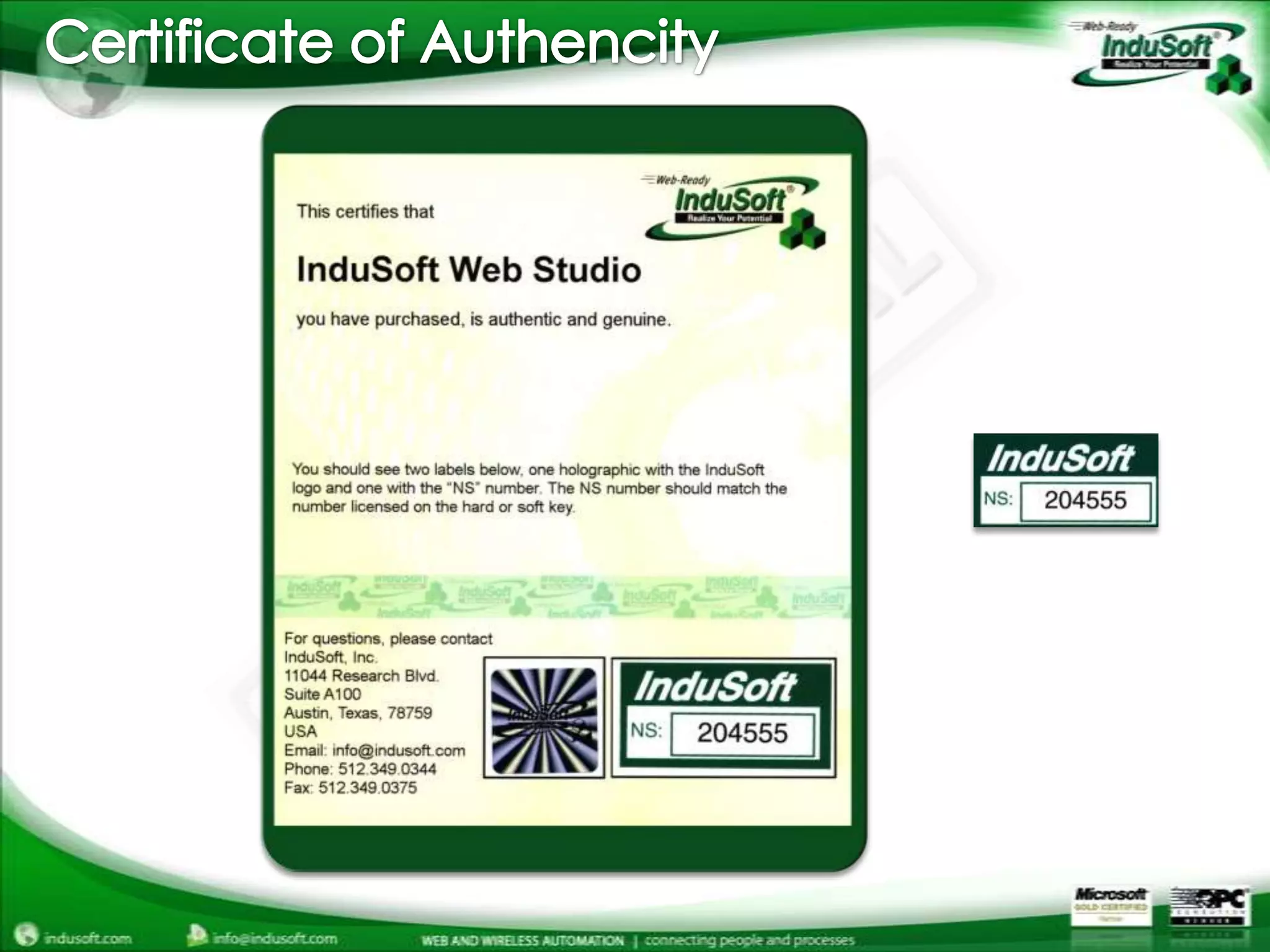 Certificate of Authencity