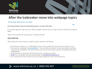 After the Icebreaker move into webpage topics
 