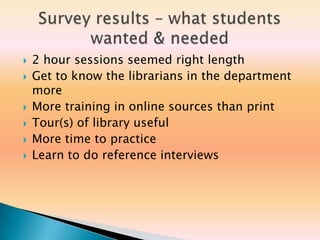 Training Students for Reference Desk Work | PPTX