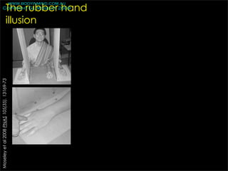 www.bodyinmind.com.au
                              The rubber hand
        Copyright GL Moseley 2009


                              illusion
Moseley et al 2008 PNAS 105(35), 13169-73
 