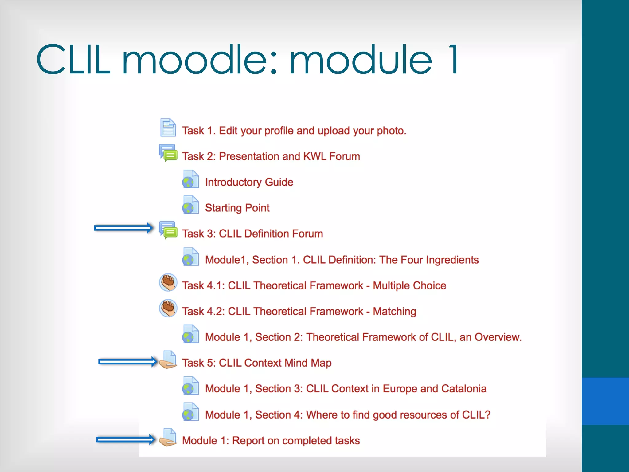 CLIL moodle: module 1
 