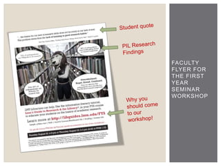 FACULTY 
FLYER FOR 
THE FIRST 
YEAR 
SEMINAR 
WORKSHOP 
 