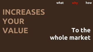what why how
To the
whole market
INCREASES
YOUR
VALUE
 