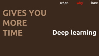 what why how
GIVES YOU
MORE
TIME Deep learning
 