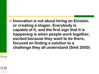 Analysing and documenting innovation and innovation processes