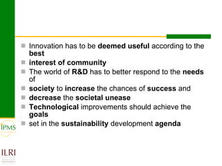 Analysing and documenting innovation and innovation processes