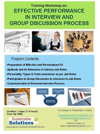 Training workshop on: Effective Performance in Group Discussion & Interview