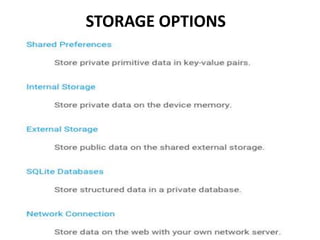 STORAGE OPTIONS
 