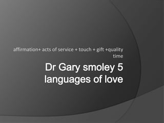 affirmation+ acts of service + touch + gift +quality
time
 