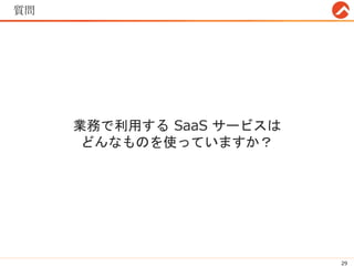 業務で利用する SaaS サービスは
どんなものを使っていますか？
29
質問
 
