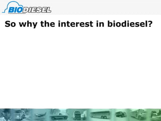 So why the interest in biodiesel? 