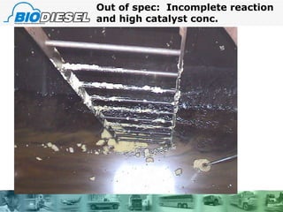 Out of spec:  Incomplete reaction and high catalyst conc. 