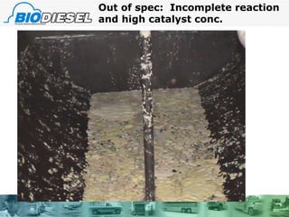 Out of spec:  Incomplete reaction and high catalyst conc. 