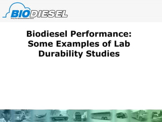 Biodiesel Performance: Some Examples of Lab Durability Studies 