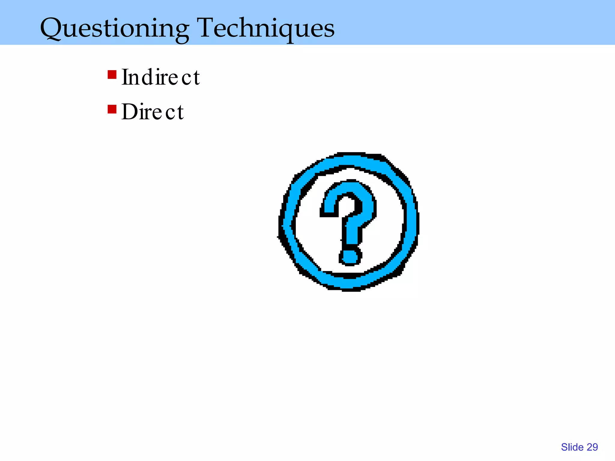 Questioning Techniques Indirect Direct 