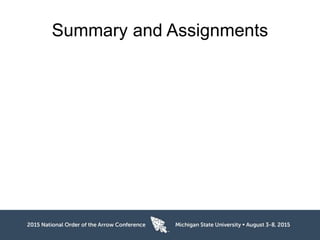 Summary and Assignments
 