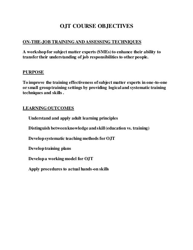 train the trainer for fda regulated industries on job training objectives