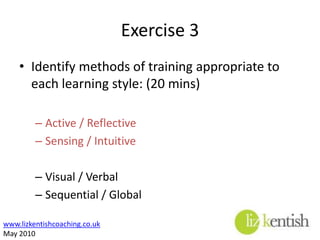 Training methodsDemonstrationLectureTeam and individual exercisesSelf-correction