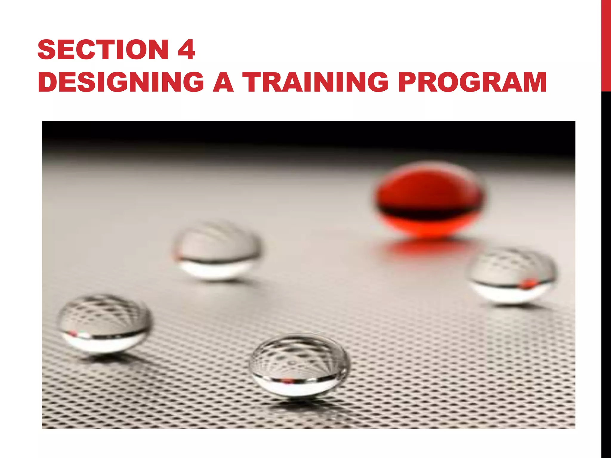 SECTION 4
DESIGNING A TRAINING PROGRAM
 