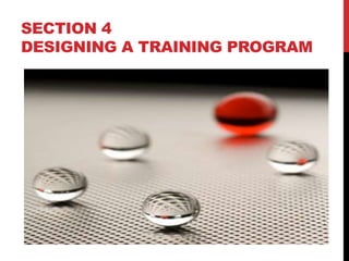 SECTION 4
DESIGNING A TRAINING PROGRAM
 