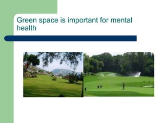 Green space is important for mental
health
 