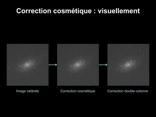 Correction cosmétique : visuellement
Image calibrée Correction cosmétique Correction double colonne
 