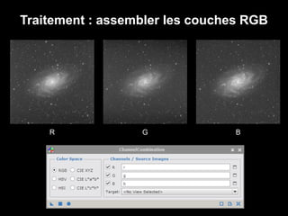 Traitement : assembler les couches RGB
R G B
 