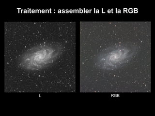 Traitement : assembler la L et la RGB
L RGB
 